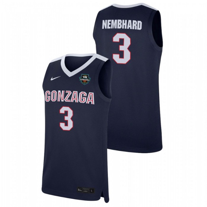Gonzaga Bulldogs 2021 WCC Basketball Conference Tournament Champions Andrew Nembhard Replica Jersey Navy For Men
