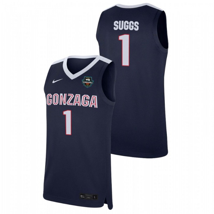 Gonzaga Bulldogs 2021 WCC Basketball Conference Tournament Champions Jalen Suggs Replica Jersey Navy For Men