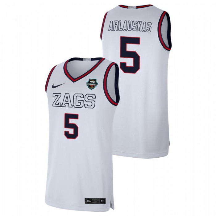 Gonzaga Bulldogs 2021 WCC Basketball Conference Tournament Champions Martynas Arlauskas Limited Jersey White For Men
