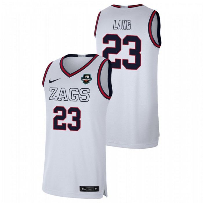 Gonzaga Bulldogs 2021 WCC Basketball Conference Tournament Champions Matthew Lang Limited Jersey White For Men