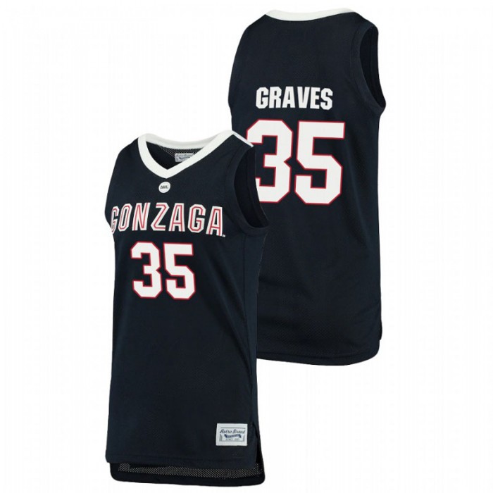 Gonzaga Bulldogs Will Graves Jersey Original Retro Brand Navy Alumni Basketball For Men