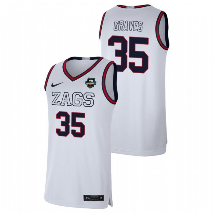 Gonzaga Bulldogs 2021 WCC Basketball Conference Tournament Champions Will Graves Limited Jersey White For Men