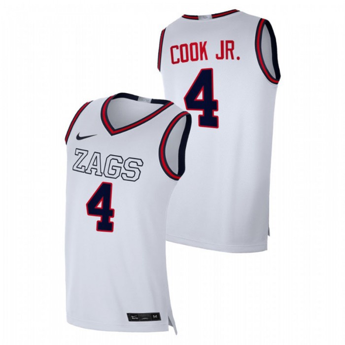 Gonzaga Bulldogs Replica Aaron Cook Jr. College Basketball Jersey White Men