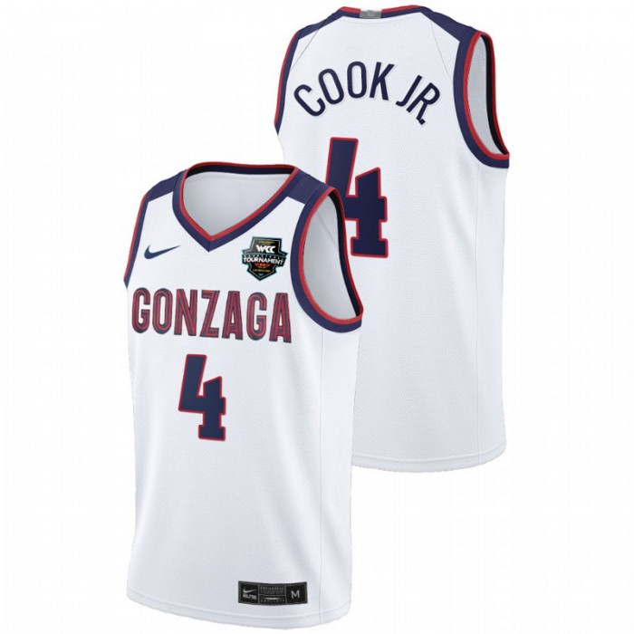 Gonzaga Bulldogs Aaron Cook Jr. Jersey Limited White 2021 WCC Mens Basketball Conference Tournament Champions Men