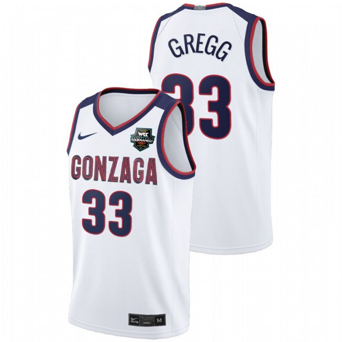 Gonzaga Bulldogs Ben Gregg Jersey Limited White 2021 WCC Mens Basketball Conference Tournament Champions Men