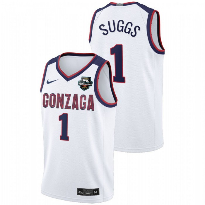 Gonzaga Bulldogs Jalen Suggs Jersey Limited White 2021 WCC Mens Basketball Conference Tournament Champions Men