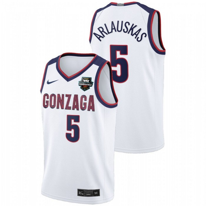 Gonzaga Bulldogs Martynas Arlauskas Jersey Limited White 2021 WCC Mens Basketball Conference Tournament Champions Men