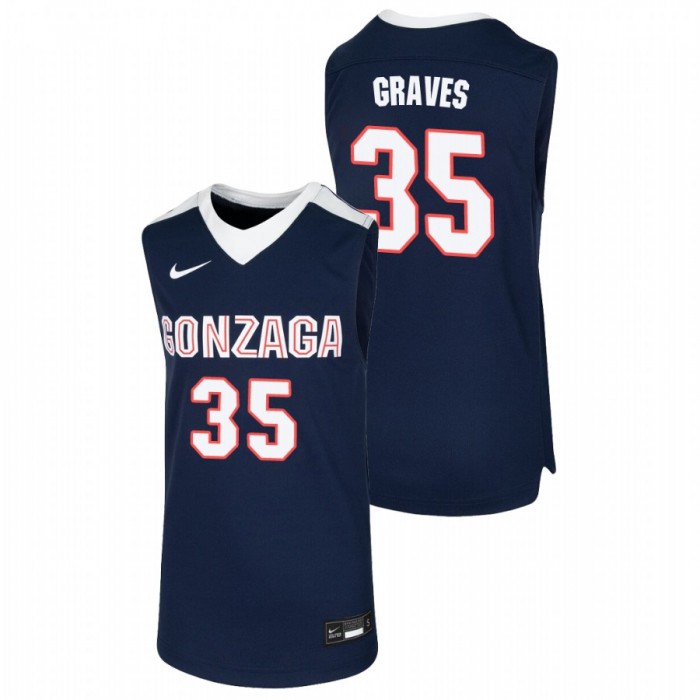Gonzaga Bulldogs Will Graves Jersey Navy College Basketball Youth