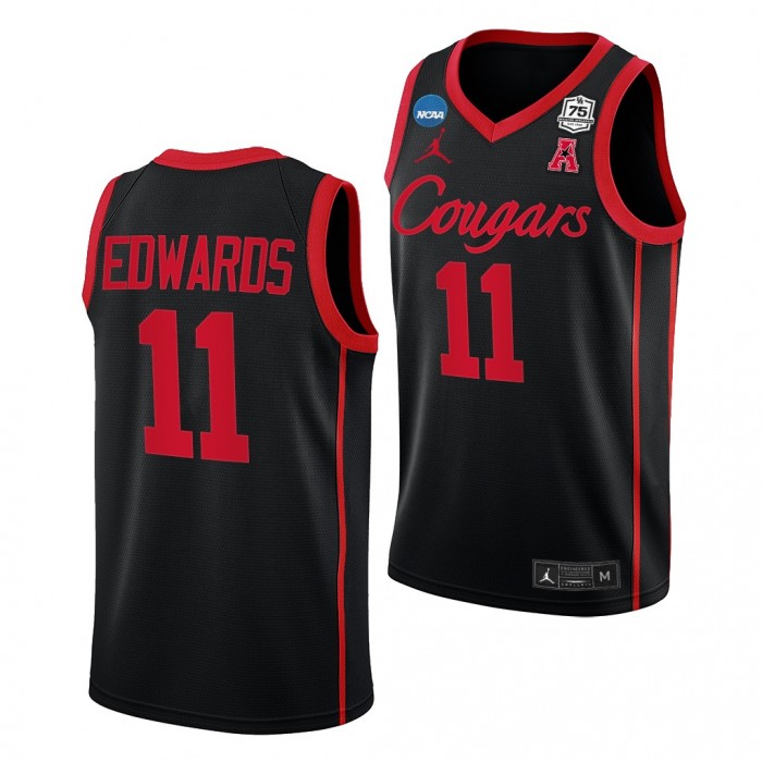 Kyler Edwards #11 Houston Cougars 2022 NCAA March Madness 75th Basketball Jersey Black