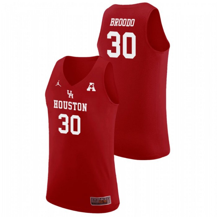 Houston Cougars College Basketball Red Caleb Broodo Replica Jersey For Men