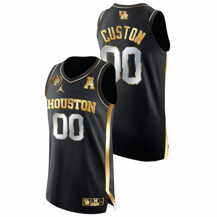 Houston Cougars Custom 2021 March Madness Final Four Golden Authentic Jersey Black Men
