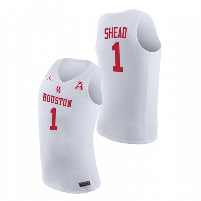 Houston Cougars Jamal Shead Home 2021 March Madness Jersey White Men