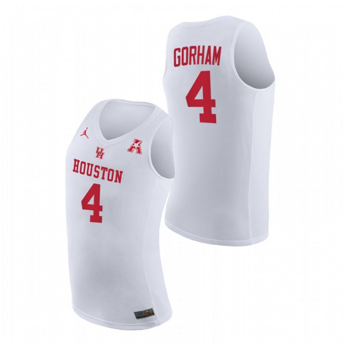 Houston Cougars Justin Gorham Home 2021 March Madness Jersey White Men