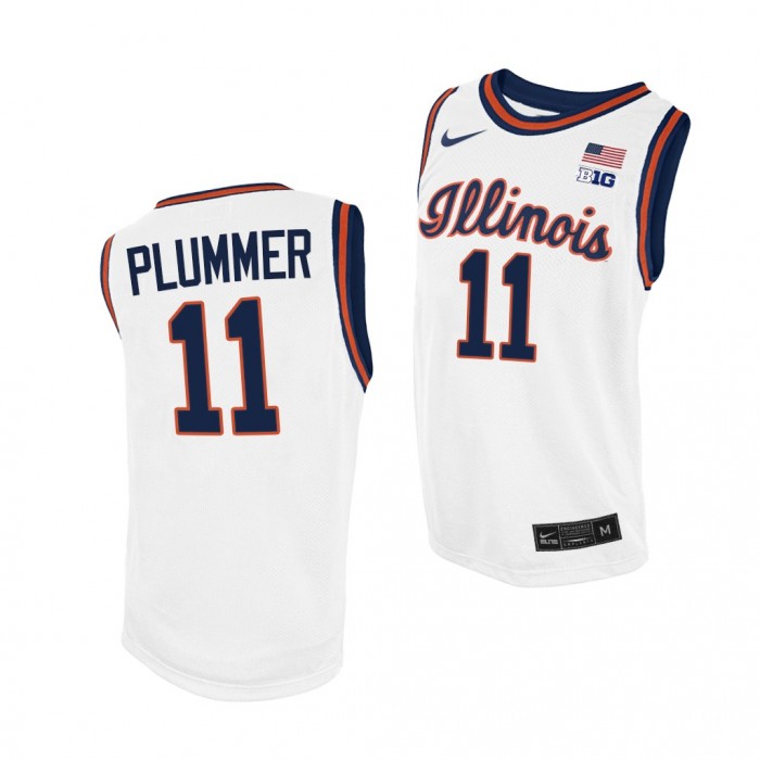Illinois Fighting Illini Alfonso Plummer #11 White Replica Jersey 2021-22 College Basketball