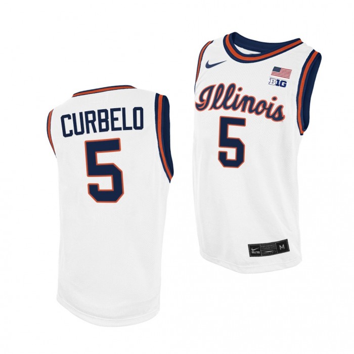Illinois Fighting Illini Andre Curbelo #5 Jersey White 2021 Throwback College Basketball Jersey-Men