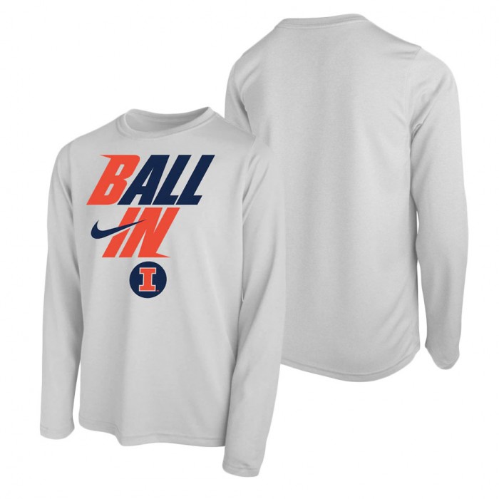 Illinois Fighting Illini Nike Youth Ball In Bench Long Sleeve T-Shirt White