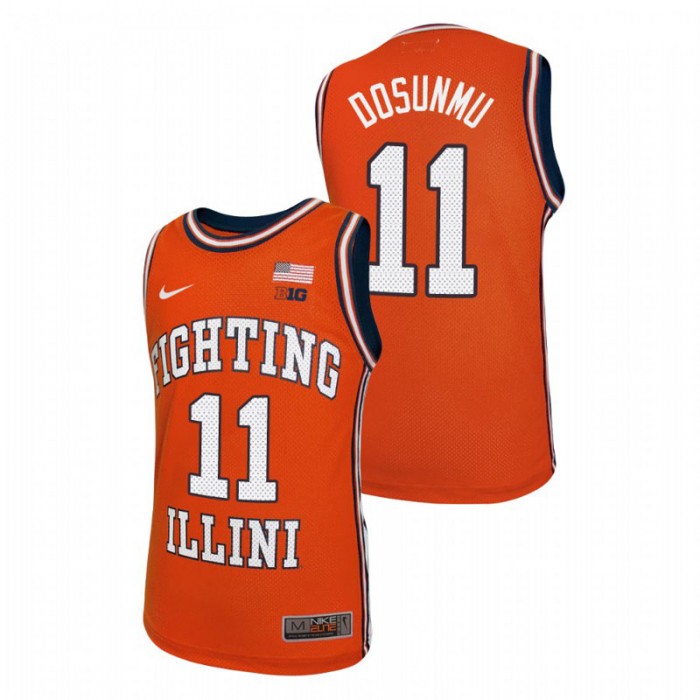 Illinois Fighting Illini Ayo Dosunmu Throwback Basketball Jersey Orange For Men