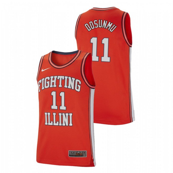 Illinois Fighting Illini College Basketball Orange Ayo Dosunmu Retro Performance Jersey For Men