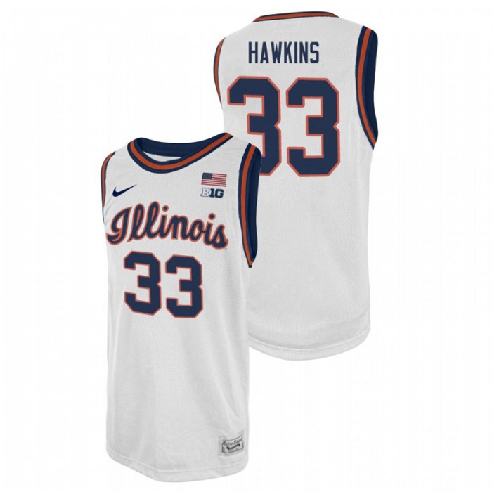 Illinois Fighting Illini College Basketball Coleman Hawkins Swingman Player Jersey White For Men