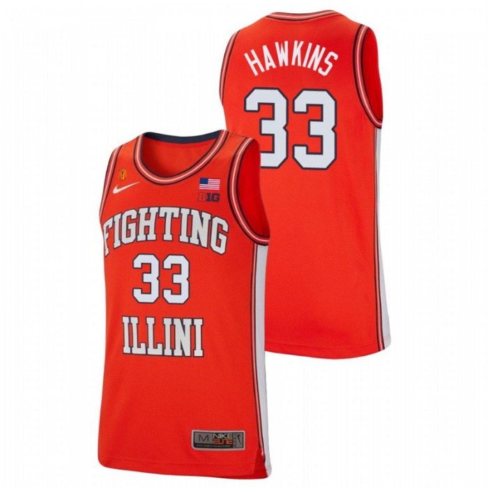 Illinois Fighting Illini College Basketball Coleman Hawkins Retro Jersey Orange For Men