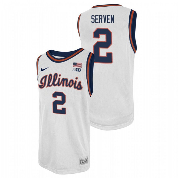 Illinois Fighting Illini College Basketball Connor Serven Swingman Player Jersey White For Men