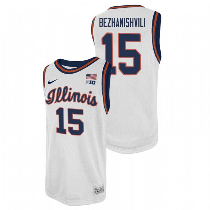 Illinois Fighting Illini College Basketball Giorgi Bezhanishvili Swingman Player Jersey White For Men