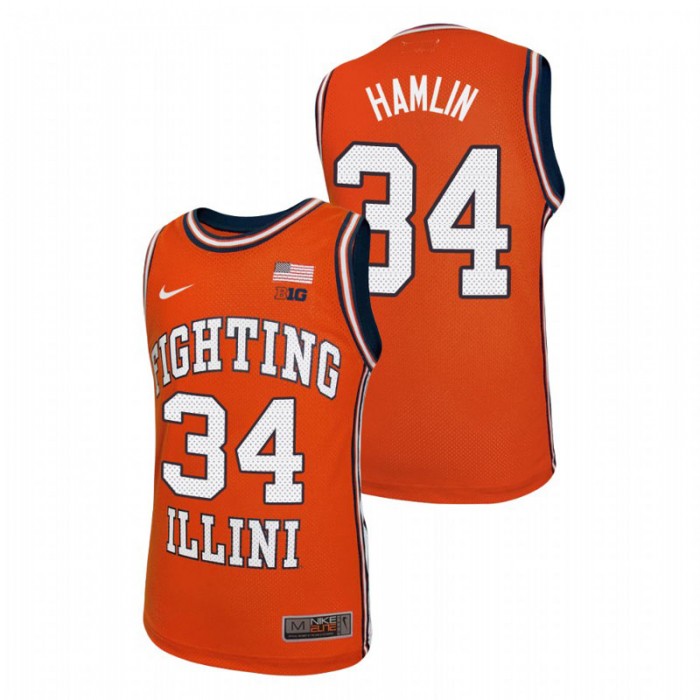 Illinois Fighting Illini Jermaine Hamlin Throwback Basketball Jersey Orange For Men