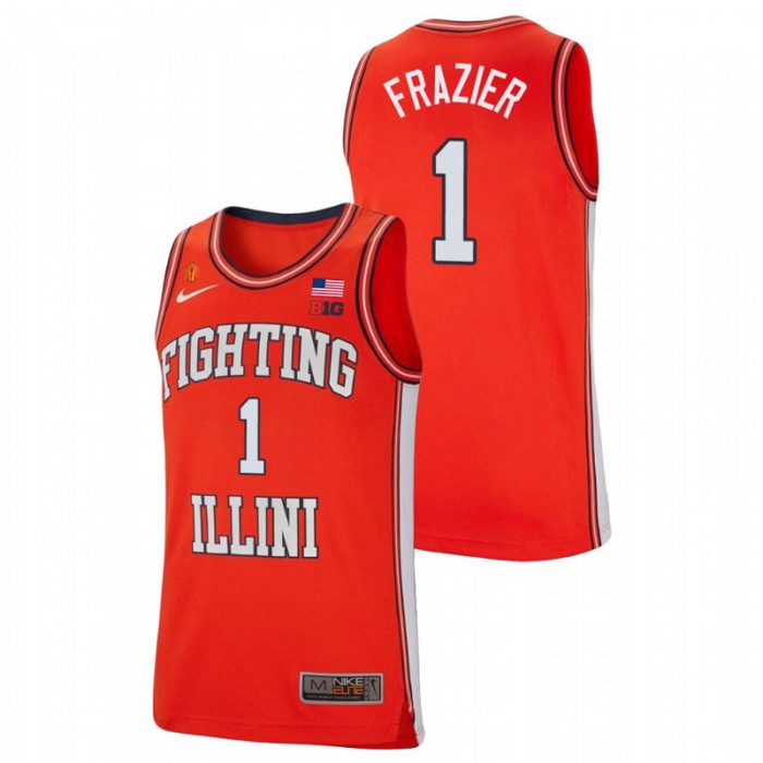 Illinois Fighting Illini College Basketball Trent Frazier Retro Jersey Orange For Men
