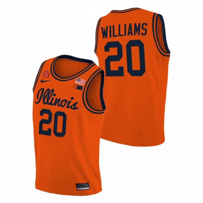 Illinois Fighting Illini Da'Monte Williams Jersey 2021 Big Ten Tournament Champions Orange College Basketball Men