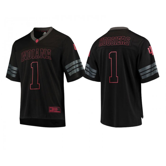 Indiana Hoosiers #1 Male Black College Colosseum Blackout Football Jersey