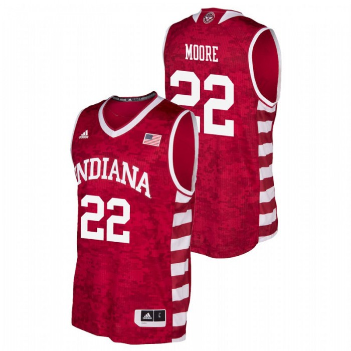 Indiana Hoosiers Armed Forces Classic Crimson Clifton Moore Replica Jersey For Men