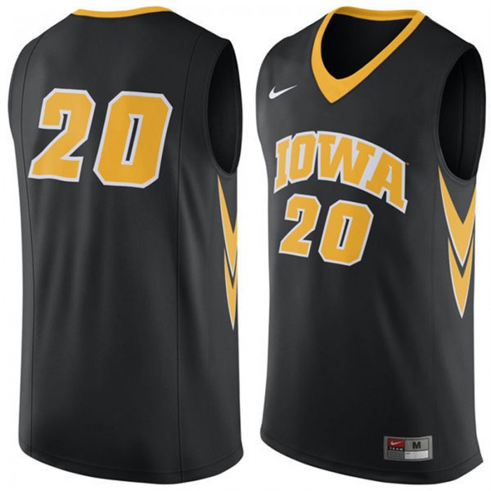 Male Iowa Hawkeyes #20 Black NCAA Basketball Premier Tank Top Jersey