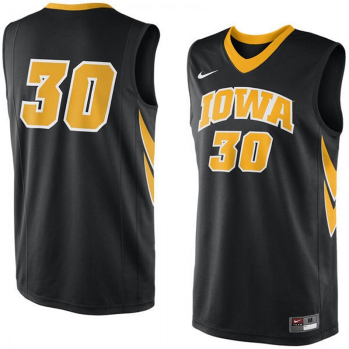 Male Iowa Hawkeyes #30 Black NCAA Basketball Premier Tank Top Jersey