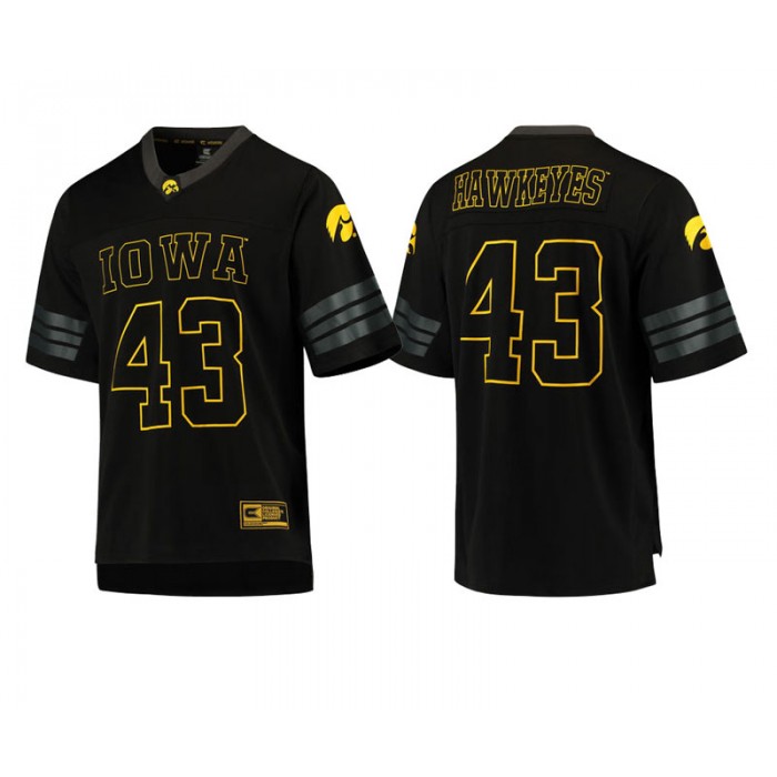 Iowa Hawkeyes #43 Male Black College Colosseum Blackout Football Jersey