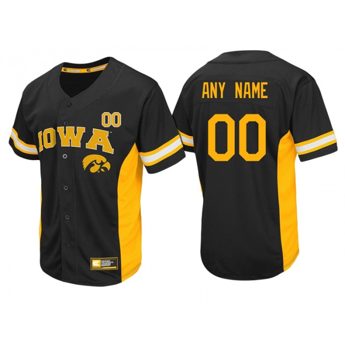 Male Iowa Hawkeyes Black Strike Zone College Baseball Custom Jersey