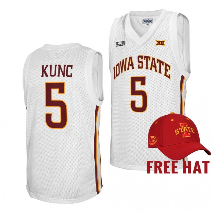 Iowa State Cyclones Aljaz Kunc White College Basketball Jersey Free Hat