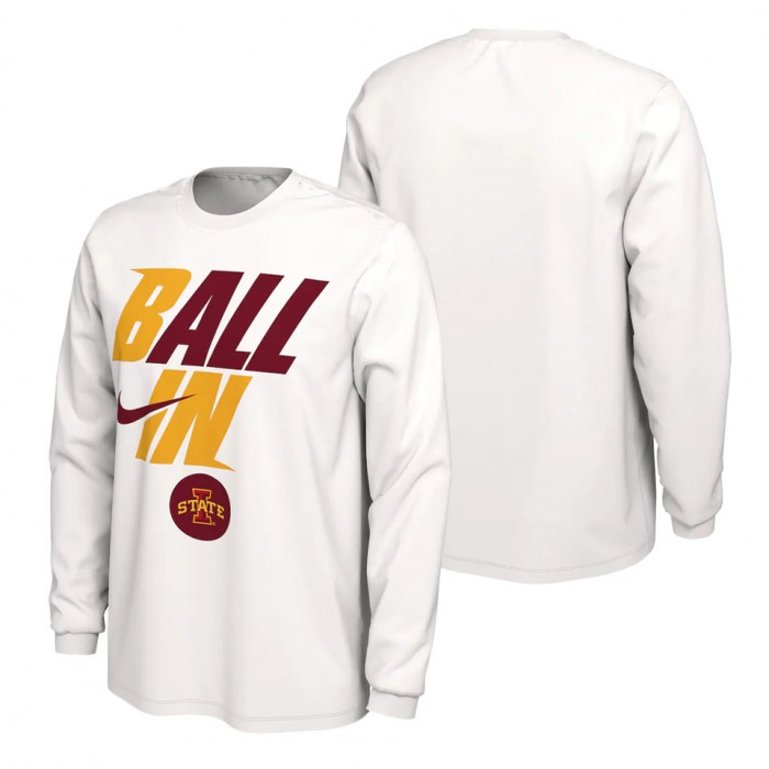 Iowa State Cyclones Nike Ball In Bench Long Sleeve T-Shirt White