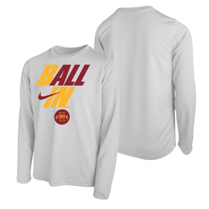 Iowa State Cyclones Nike Youth Ball In Bench Long Sleeve T-Shirt White