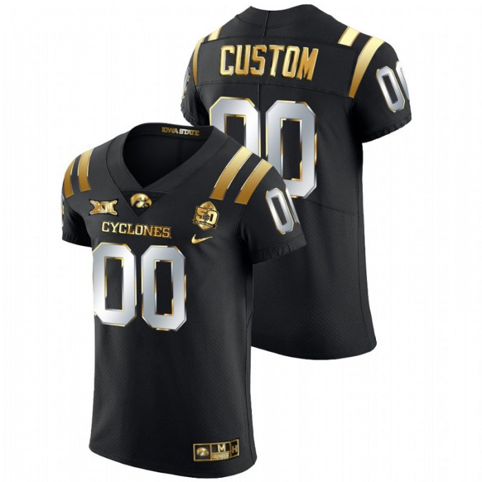 Custom Iowa State Cyclones 2021 Fiesta Bowl Black Golden Edition Jersey
