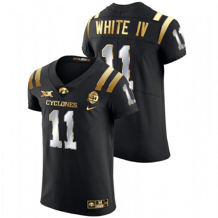 Lawrence White IV Iowa State Cyclones 2021 Fiesta Bowl Black Golden Edition Jersey