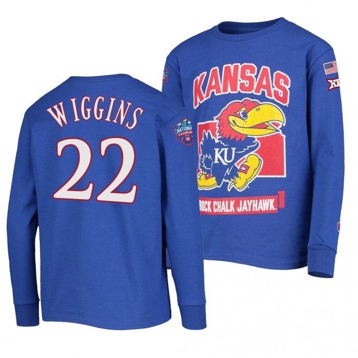 6x Natty Champs Kansas Jayhawks Andrew Wiggins KUHoops Mascot T-Shirt-Royal
