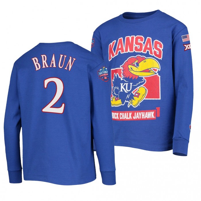 6x Natty Champs Kansas Jayhawks Christian Braun KUHoops Mascot T-Shirt-Royal