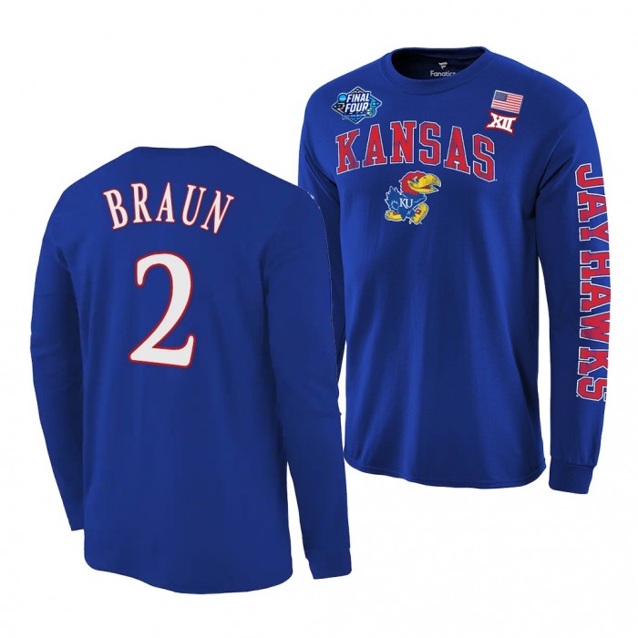 2022 March Madness Final Four Kansas Jayhawks Christian Braun Long Sleeve T-Shirt-Royal