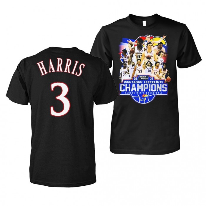 Kansas Jayhawks Dajuan Harris 2022 March Madness Conference Tournament Champions 3 Black Limited T-Shirt