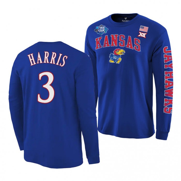 Dajuan Harris Kansas Jayhawks 2022 March Madness Final Four Long Sleeve T-Shirt Royal #3