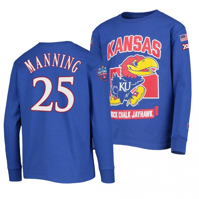 6x Natty Champs Kansas Jayhawks Danny Manning KUHoops Mascot T-Shirt-Royal