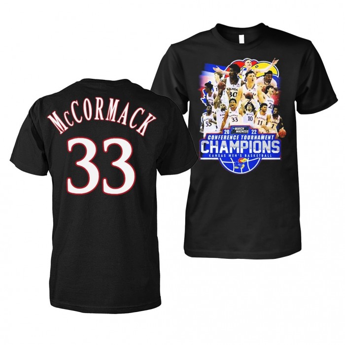 Kansas Jayhawks David McCormack 2022 March Madness Conference Tournament Champions 33 Black Limited T-Shirt
