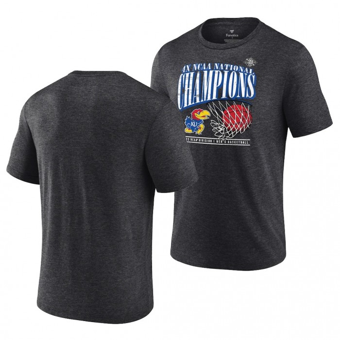 Kansas Jayhawks 2022 NCAA National Champions Charcoal Tri-Blend T-Shirt Men