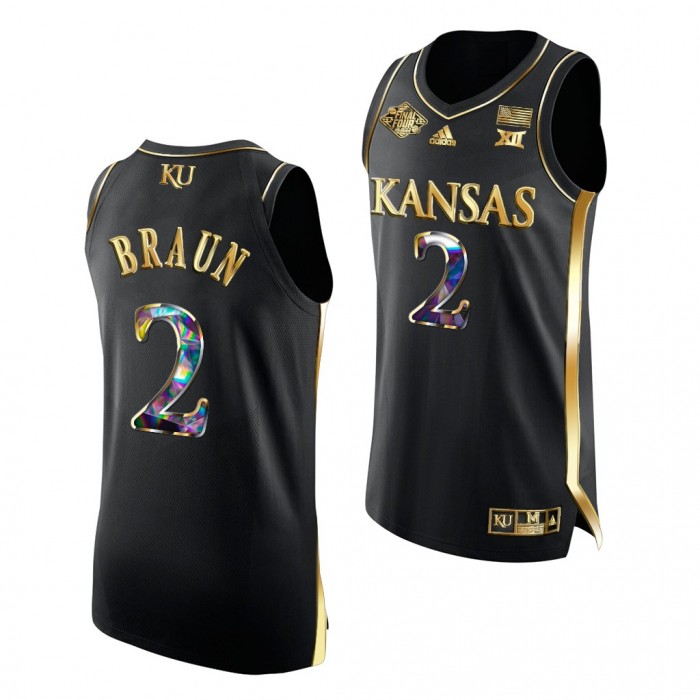 Kansas Jayhawks Christian Braun 2022 NCAA National Champions Black Golden Diamond Edition Jersey Men