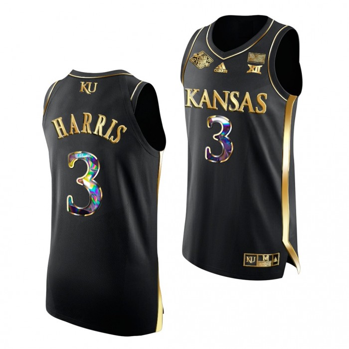 Kansas Jayhawks Dajuan Harris 2022 NCAA National Champions Black Golden Diamond Edition Jersey Men